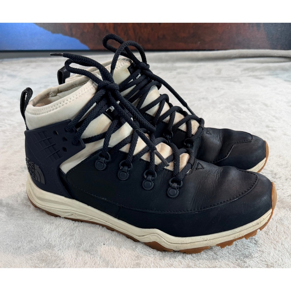 The North Face Dellan Vibram Sole Mid Hiking Outdoor Boot Black White 9
